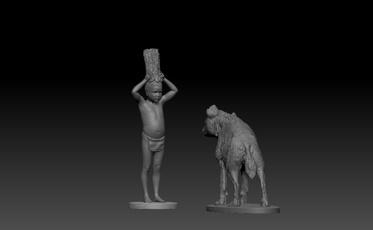 Gods Must be Crazy hyena scene- 90mm scale miniatures 3D print model_2