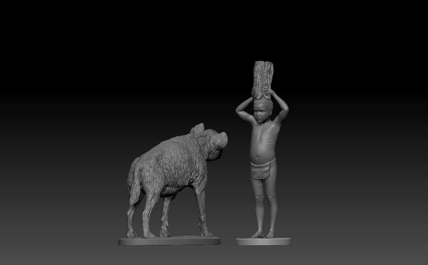 Gods Must be Crazy hyena scene- 90mm scale miniatures 3D print model_1