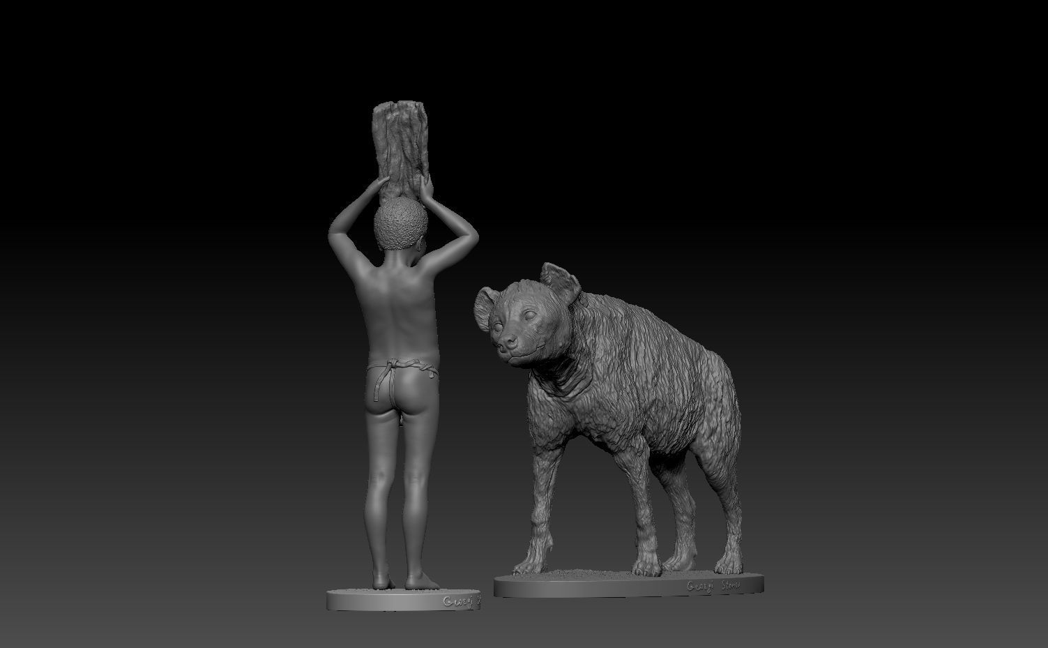 Gods Must be Crazy hyena scene- 90mm scale miniatures 3D print model_5