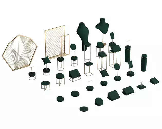 Monicadisplaystudio Green Velvet Jewelry Stand Vol 13 3D model
