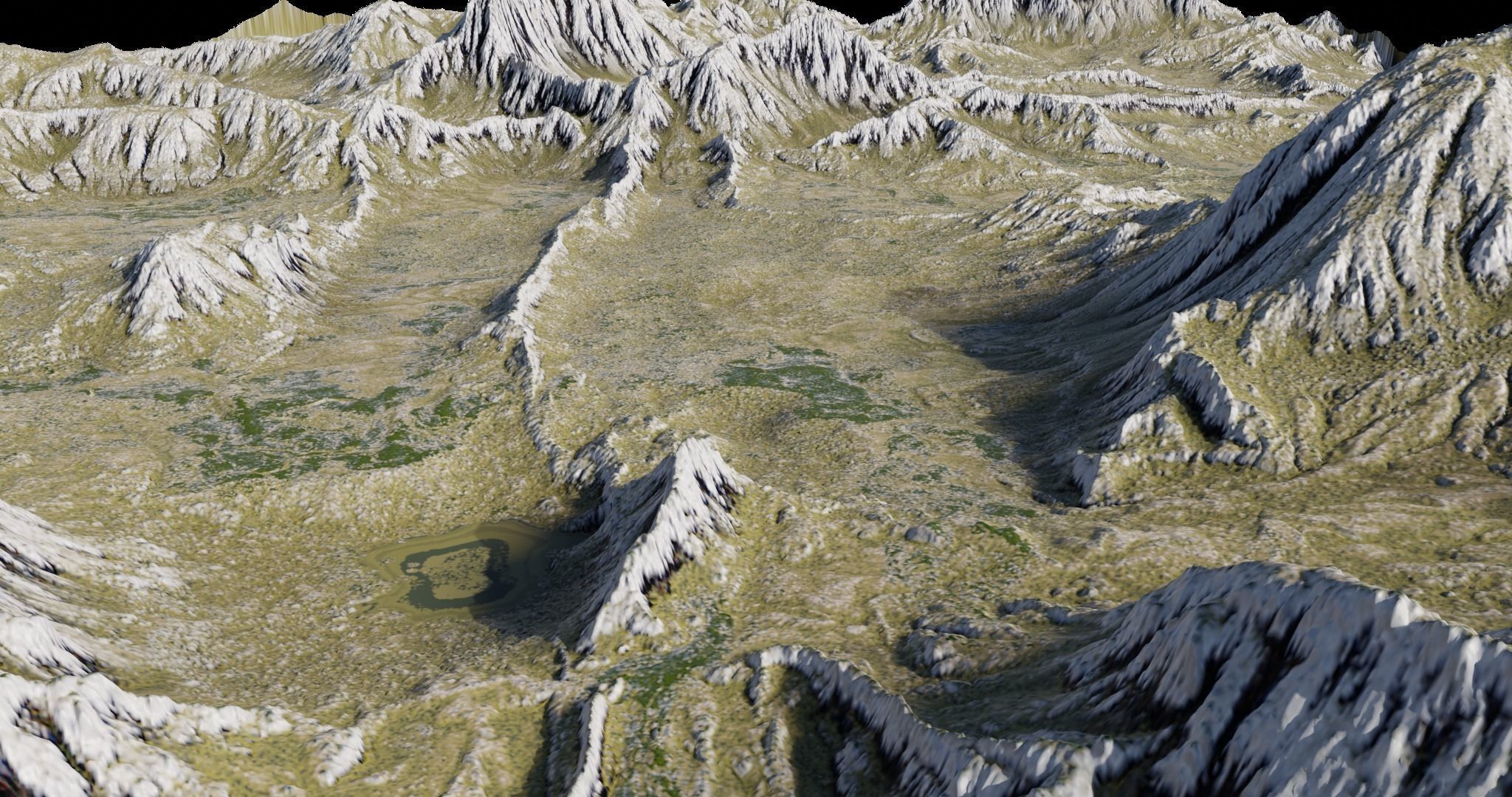 Provence landscape terrain for game engine 3D model 1k res Low-poly 3D model_3