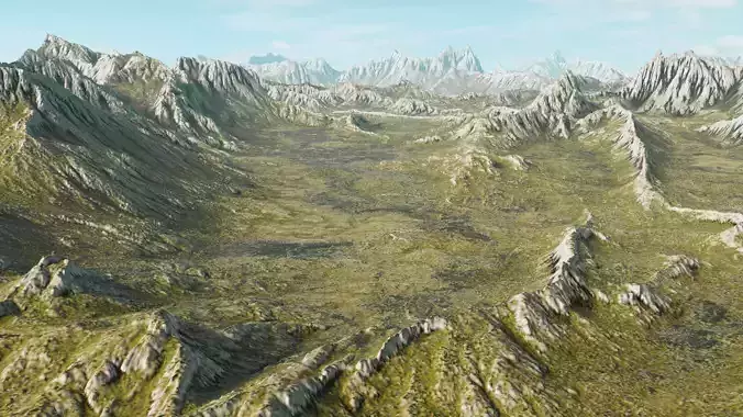Provence landscape terrain for game engine 3D model 1k res Low-poly 3D model