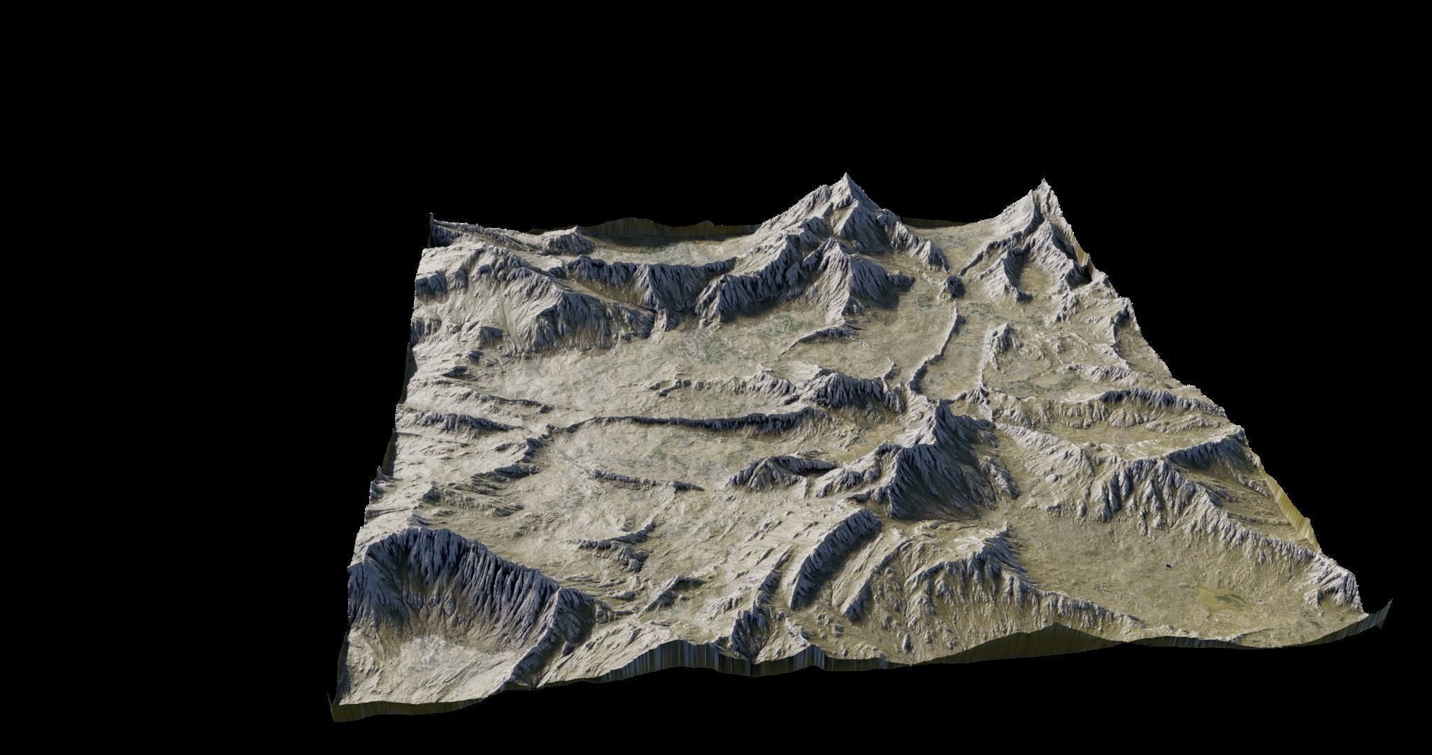Provence landscape terrain for game engine 3D model 1k res Low-poly 3D model_2