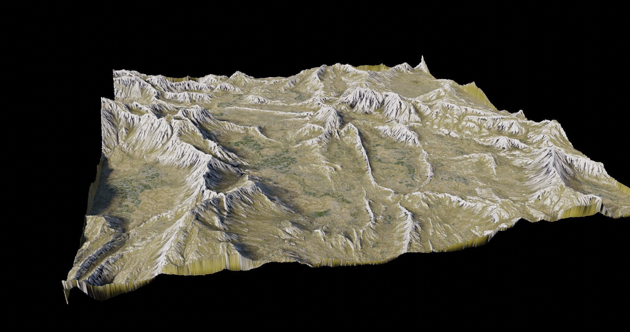 Provence landscape terrain for game engine 3D model 1k res Low-poly 3D model_1