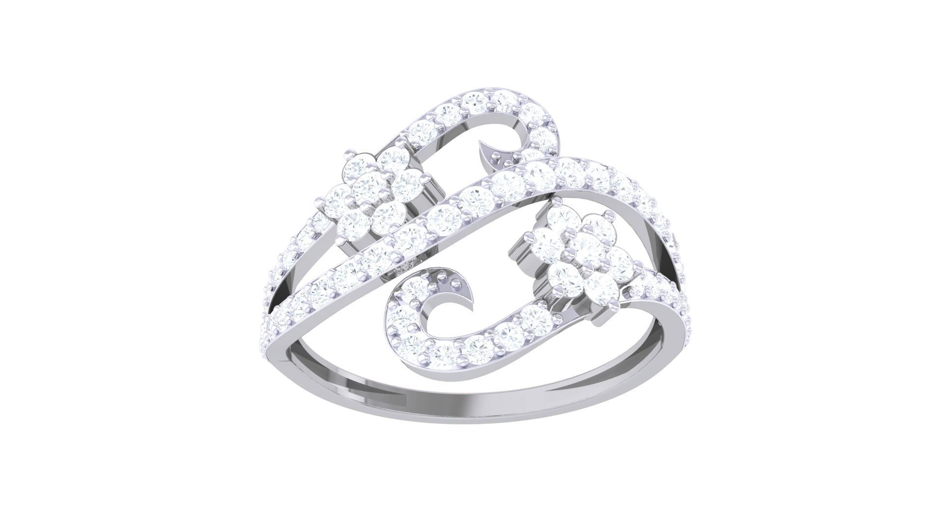 Minimalist Light wt Diamond Women ring 3dm stl obj gltf glb 3mf  3D print model_10