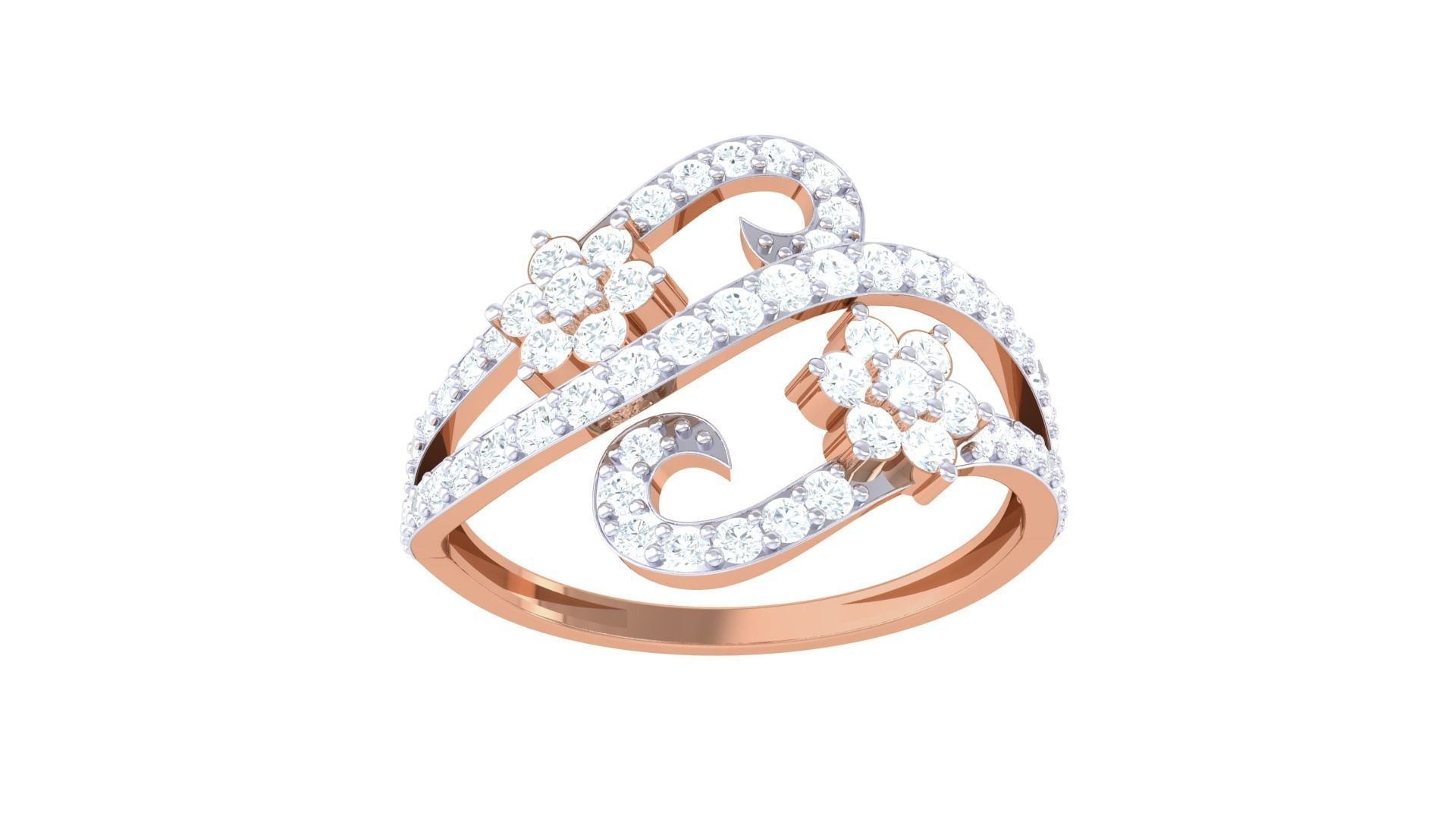 Minimalist Light wt Diamond Women ring 3dm stl obj gltf glb 3mf  3D print model_11