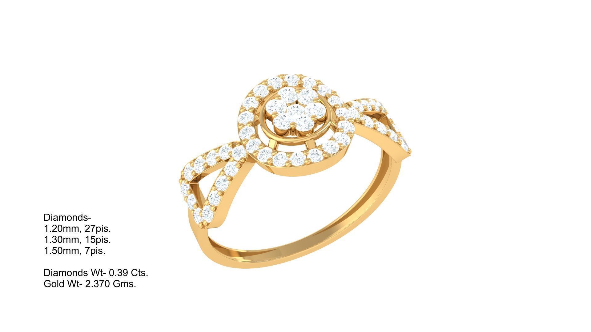 Minimalist Light wt Diamond Women ring 3dm stl obj gltf glb 3mf  3D print model_1