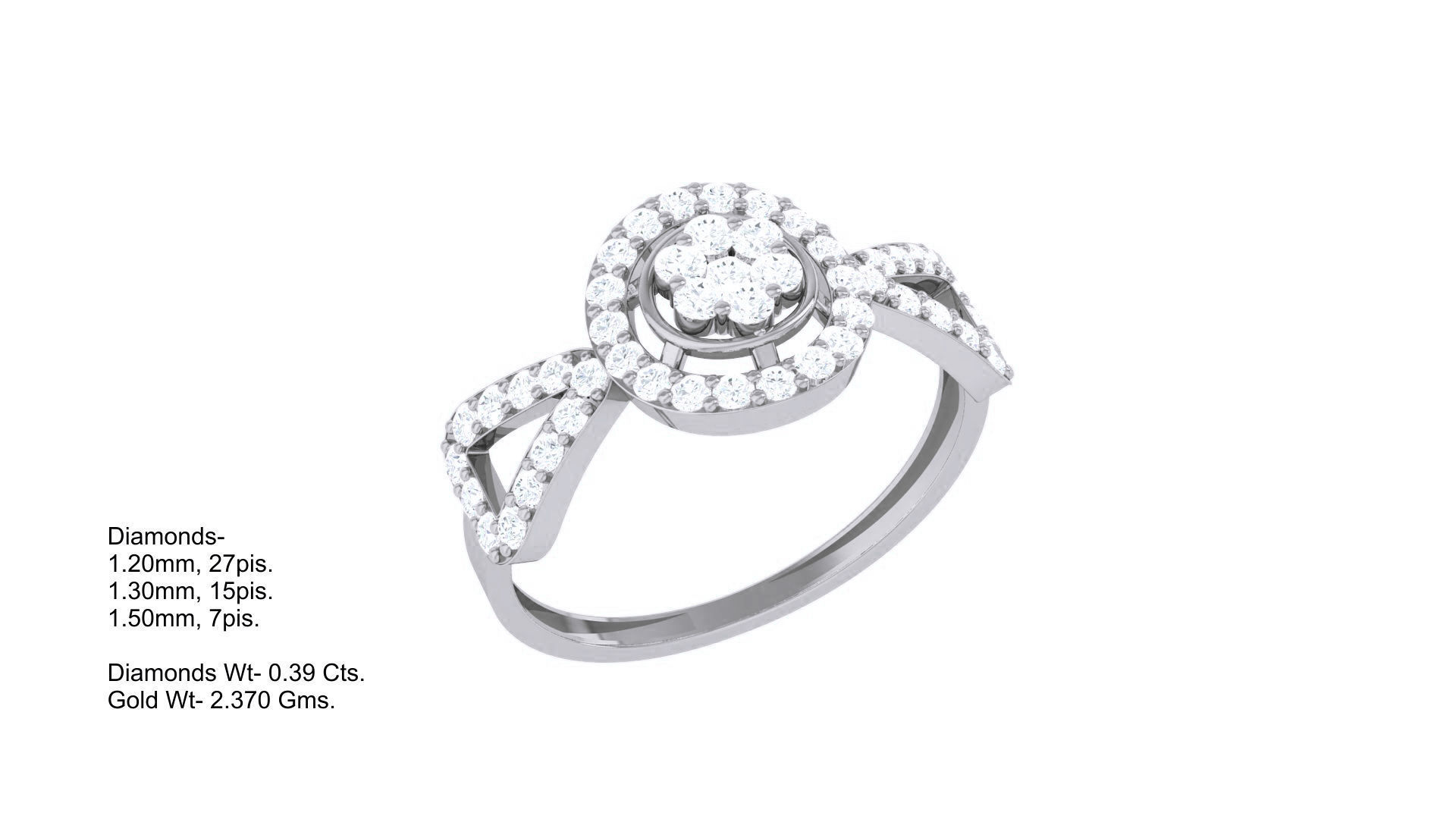 Minimalist Light wt Diamond Women ring 3dm stl obj gltf glb 3mf  3D print model_2