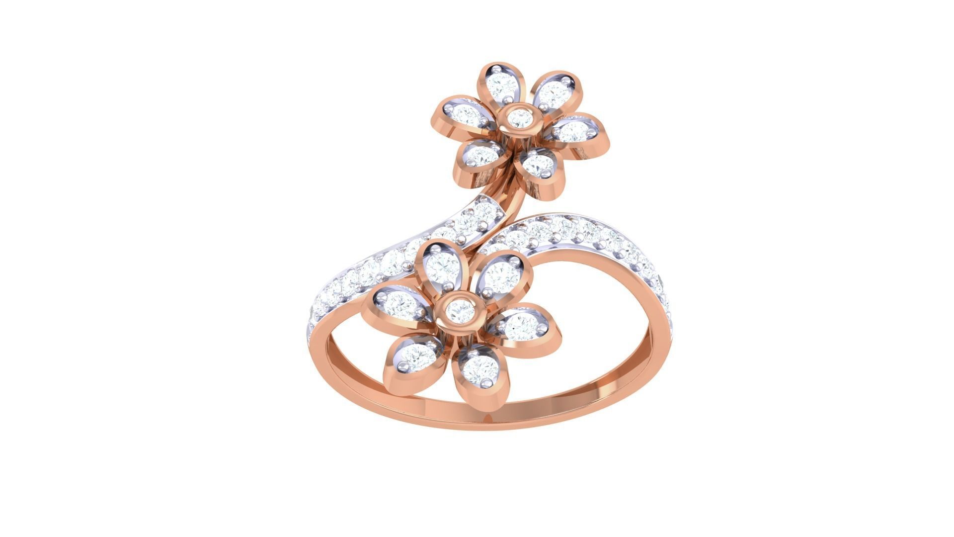 Flower Minimalist Light wt Diamond Women ring 3dm stl obj gltf  3D print model_10