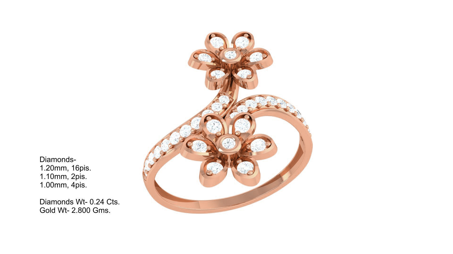 Flower Minimalist Light wt Diamond Women ring 3dm stl obj gltf  3D print model_2