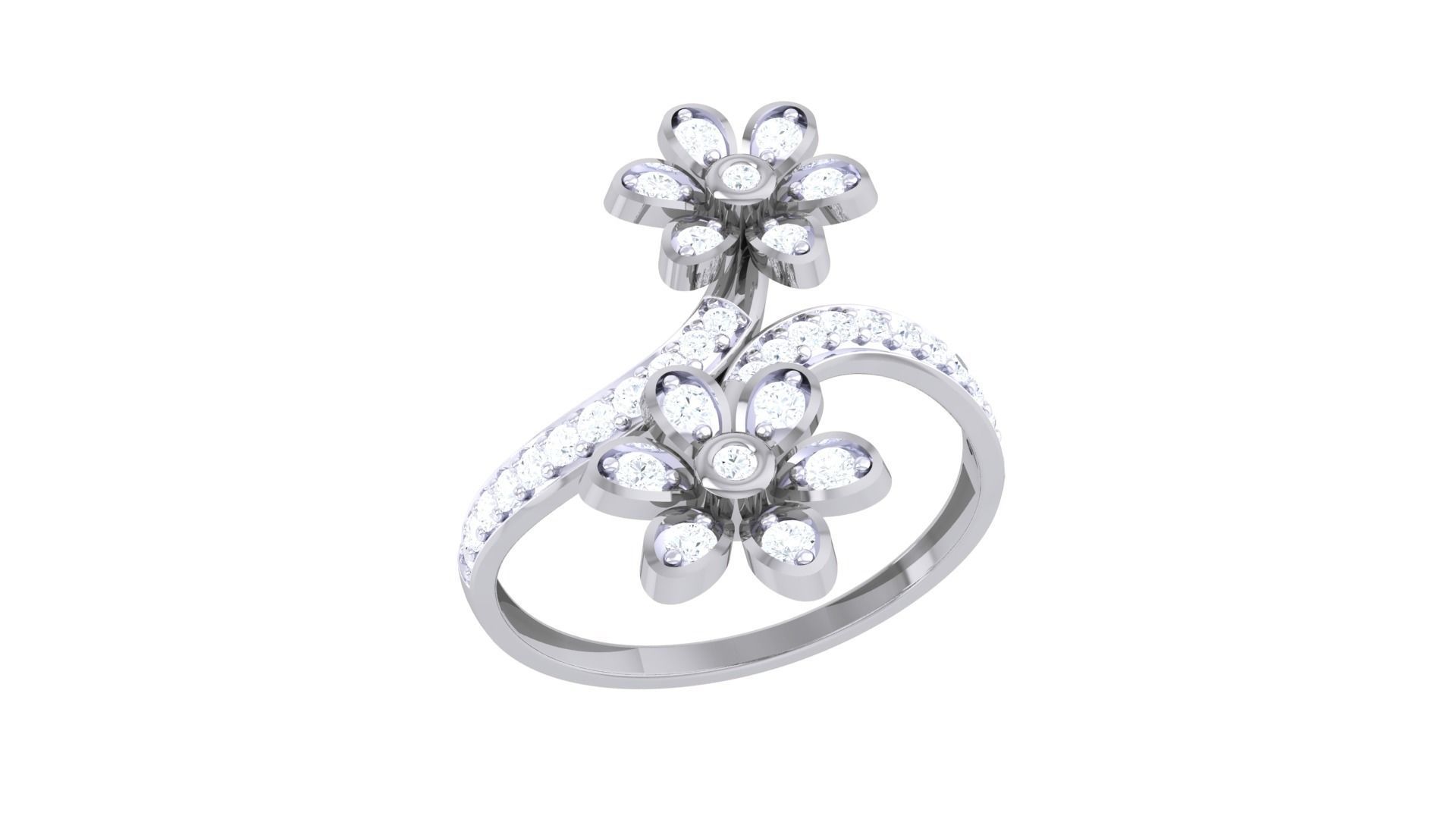 Flower Minimalist Light wt Diamond Women ring 3dm stl obj gltf  3D print model_7