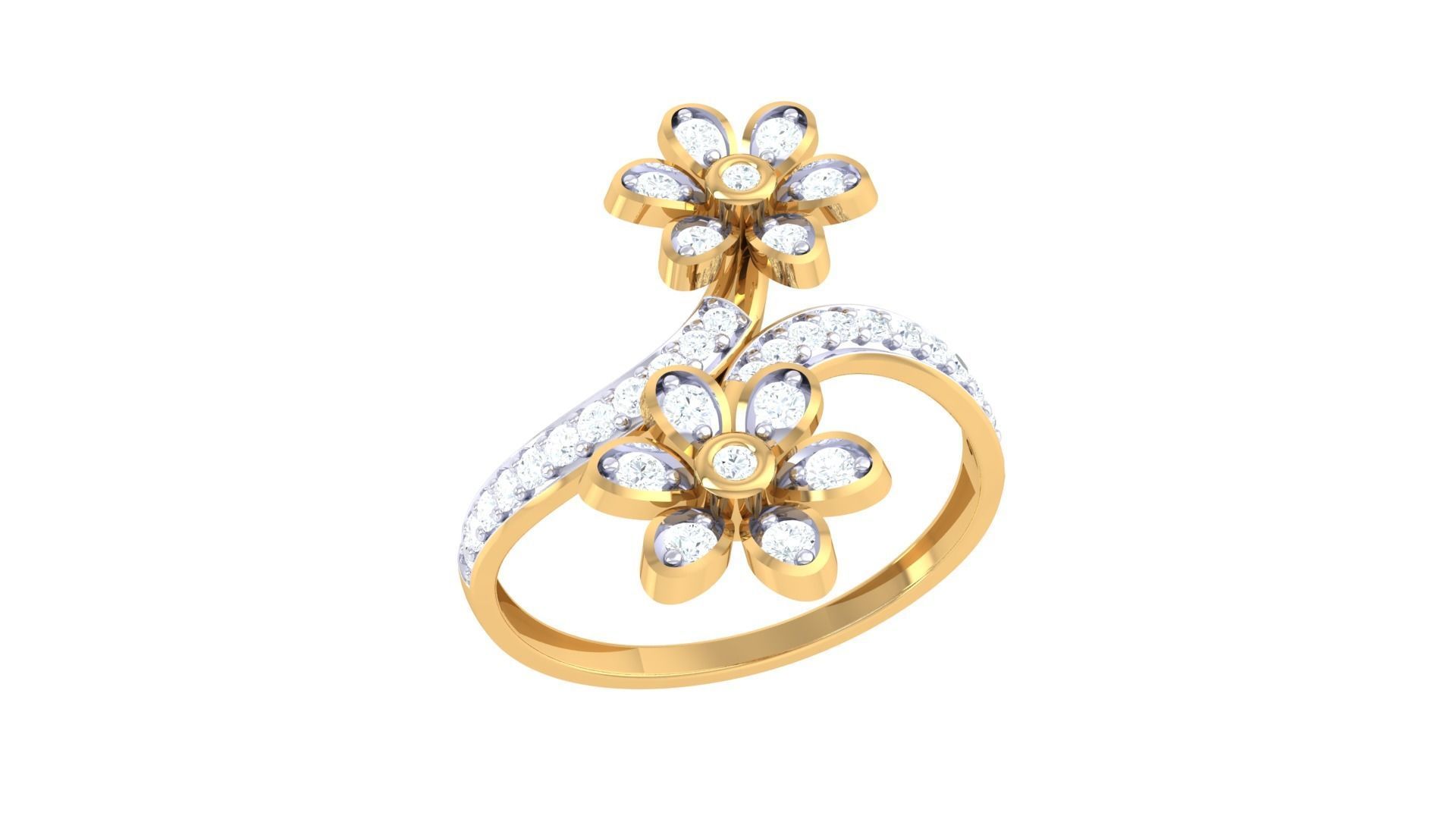 Flower Minimalist Light wt Diamond Women ring 3dm stl obj gltf  3D print model_6