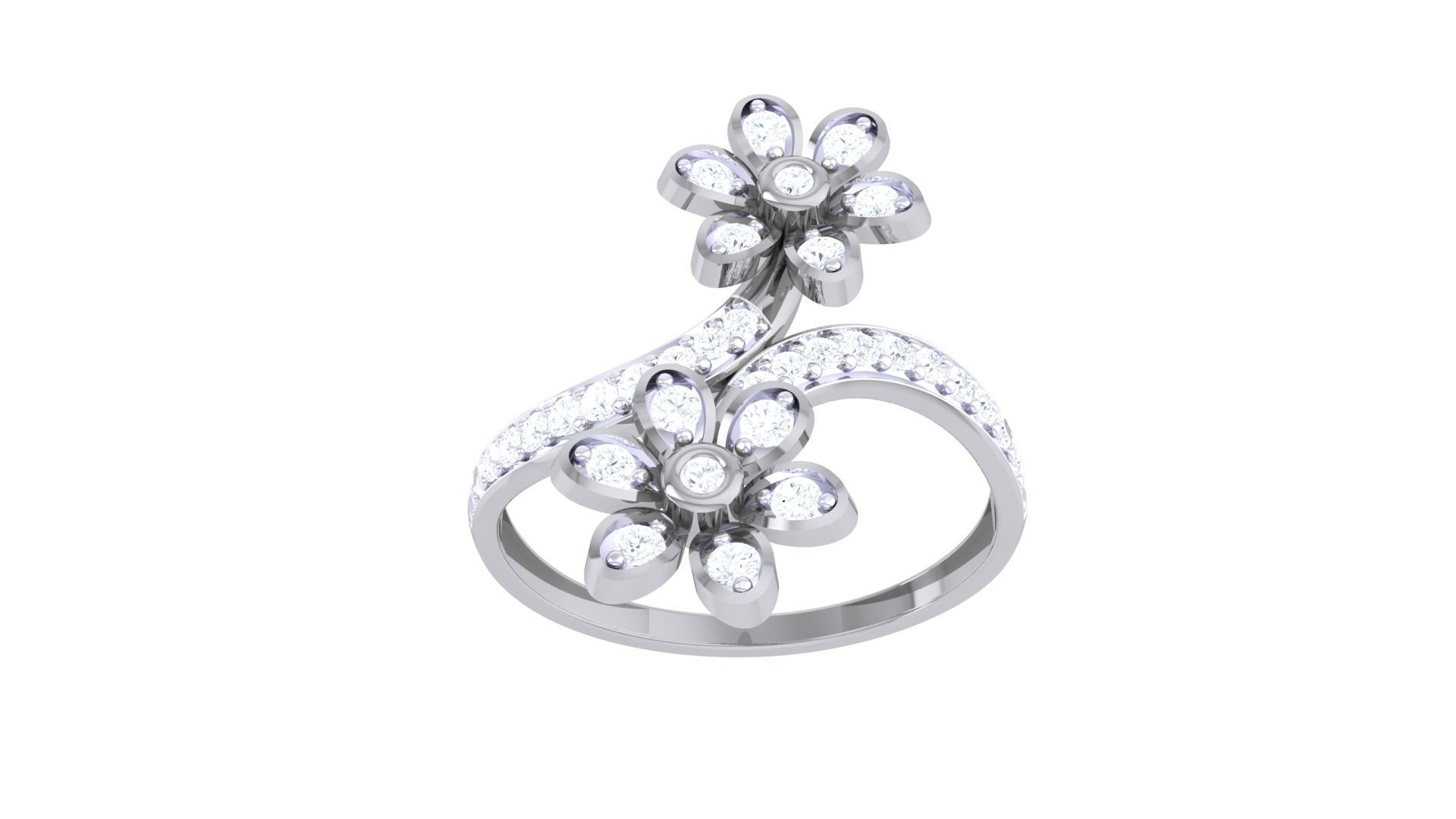 Flower Minimalist Light wt Diamond Women ring 3dm stl obj gltf  3D print model_11