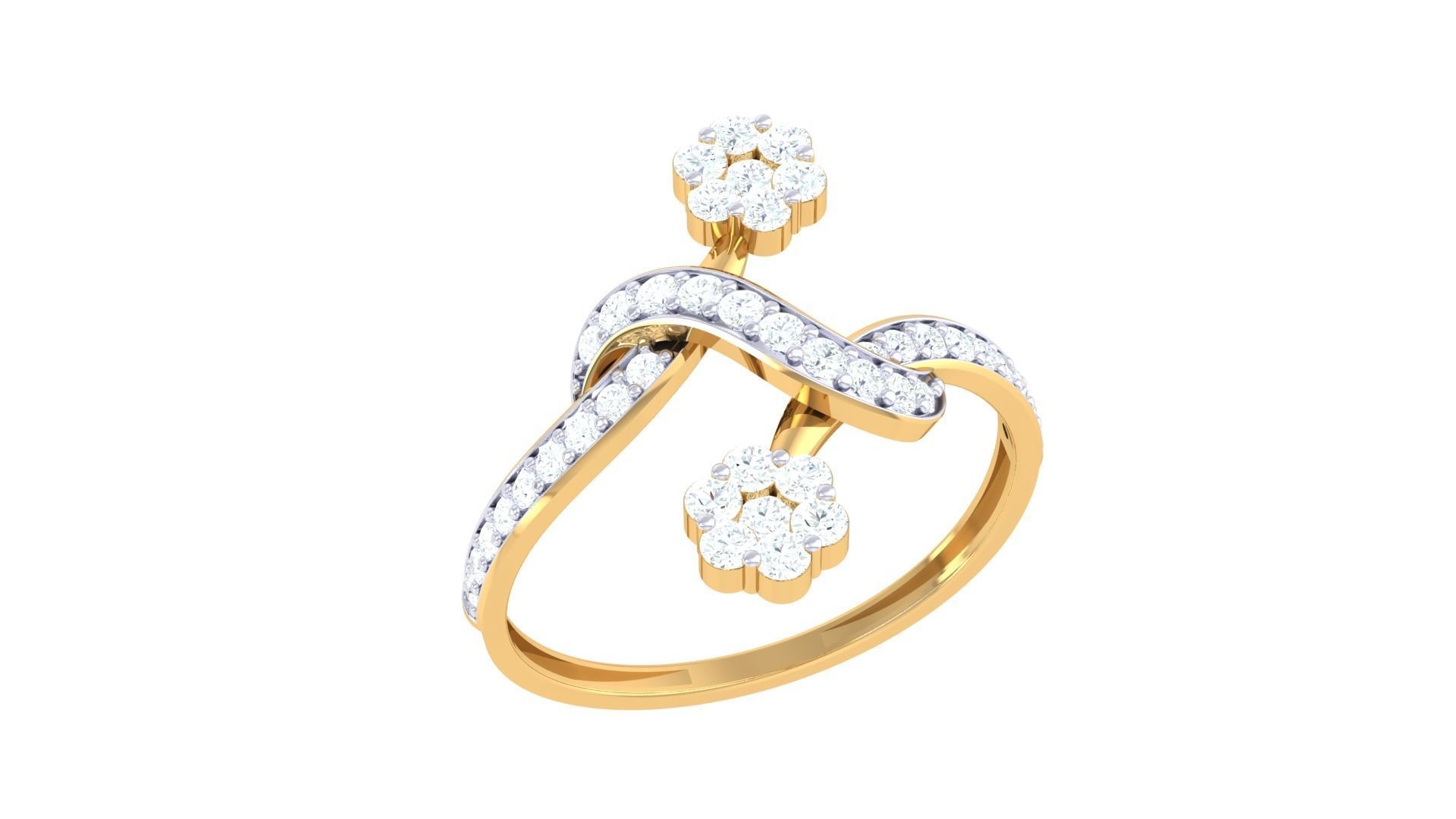 Flower Minimalist Light wt Diamond Women ring 3dm stl obj gltf  3D print model_6