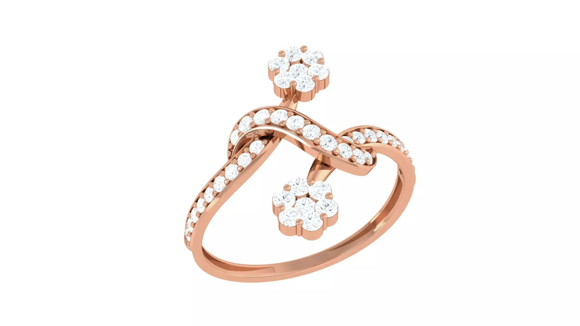 Flower Minimalist Light wt Diamond Women ring 3dm stl obj gltf  3D print model_0