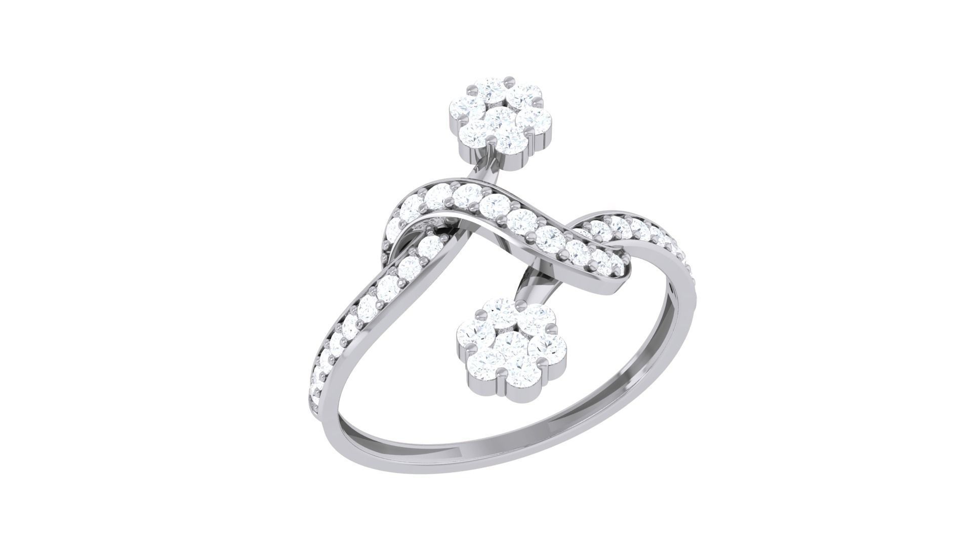 Flower Minimalist Light wt Diamond Women ring 3dm stl obj gltf  3D print model_5