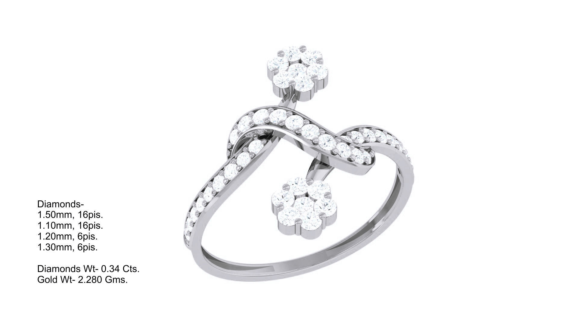 Flower Minimalist Light wt Diamond Women ring 3dm stl obj gltf  3D print model_3