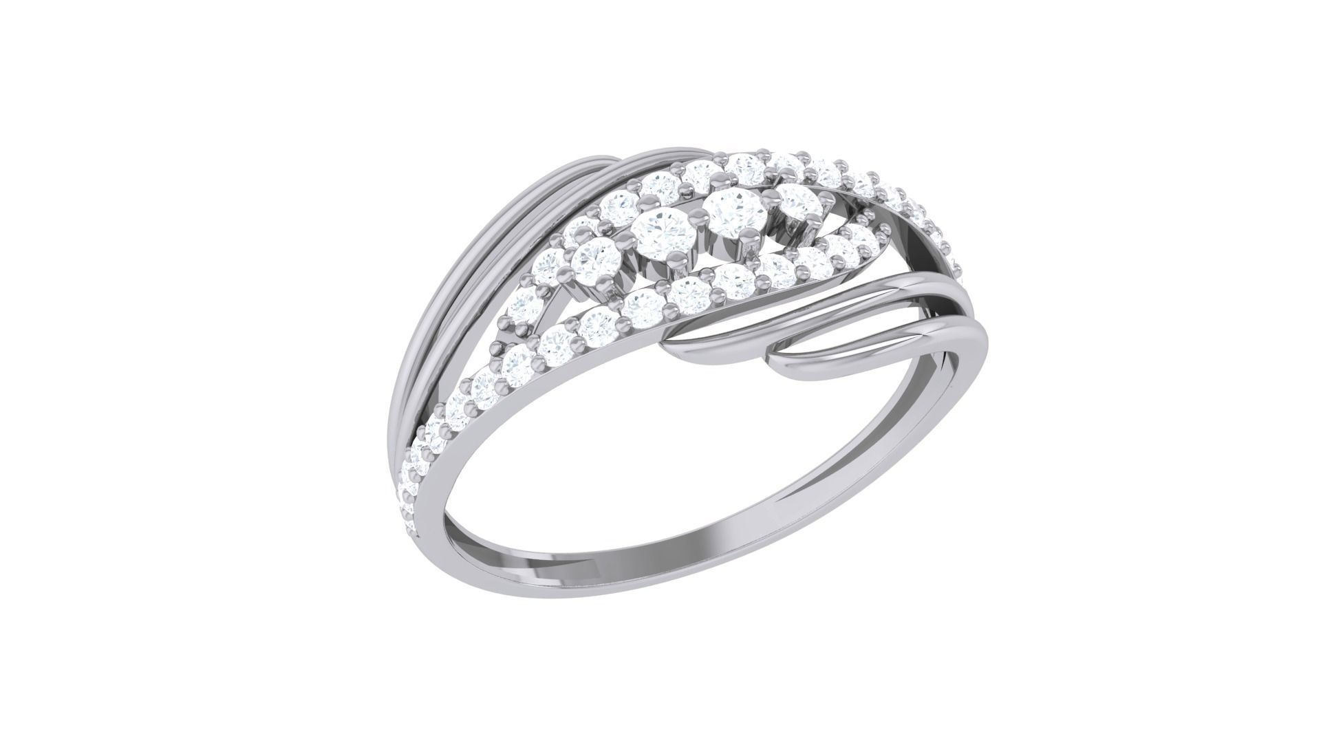 Minimalist Light wt Diamond Women ring 3dm stl obj gltf glb 3mf  3D print model_5