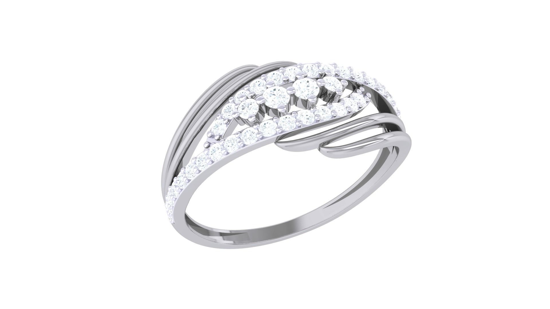 Minimalist Light wt Diamond Women ring 3dm stl obj gltf glb 3mf  3D print model_8