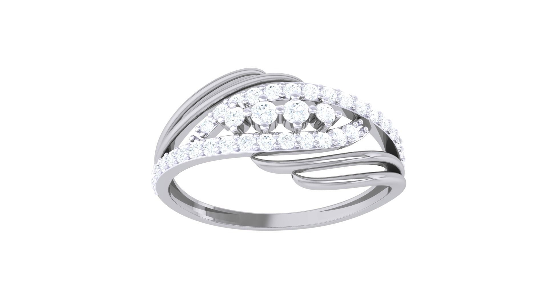 Minimalist Light wt Diamond Women ring 3dm stl obj gltf glb 3mf  3D print model_9