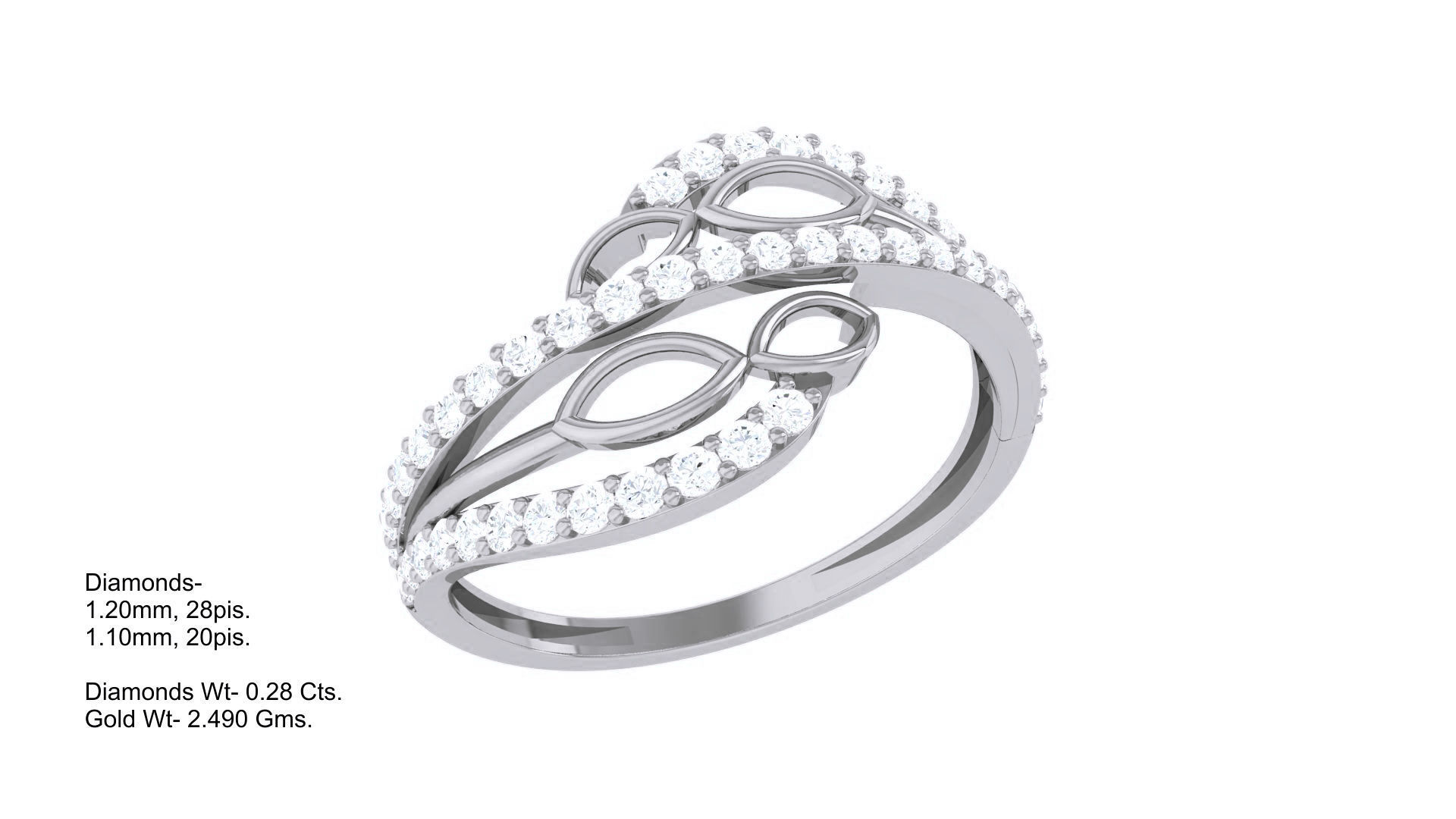 Minimalist Light wt Diamond Women ring 3dm stl obj gltf glb 3mf 3D print model_3