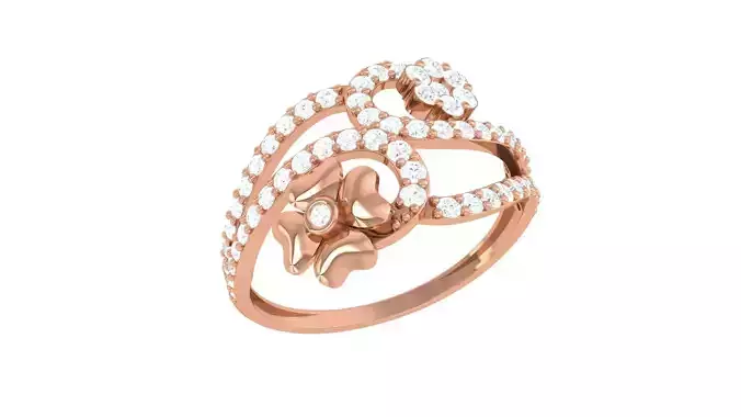 Flower Minimalist Light wt Diamond Women ring 3dm stl obj gltf