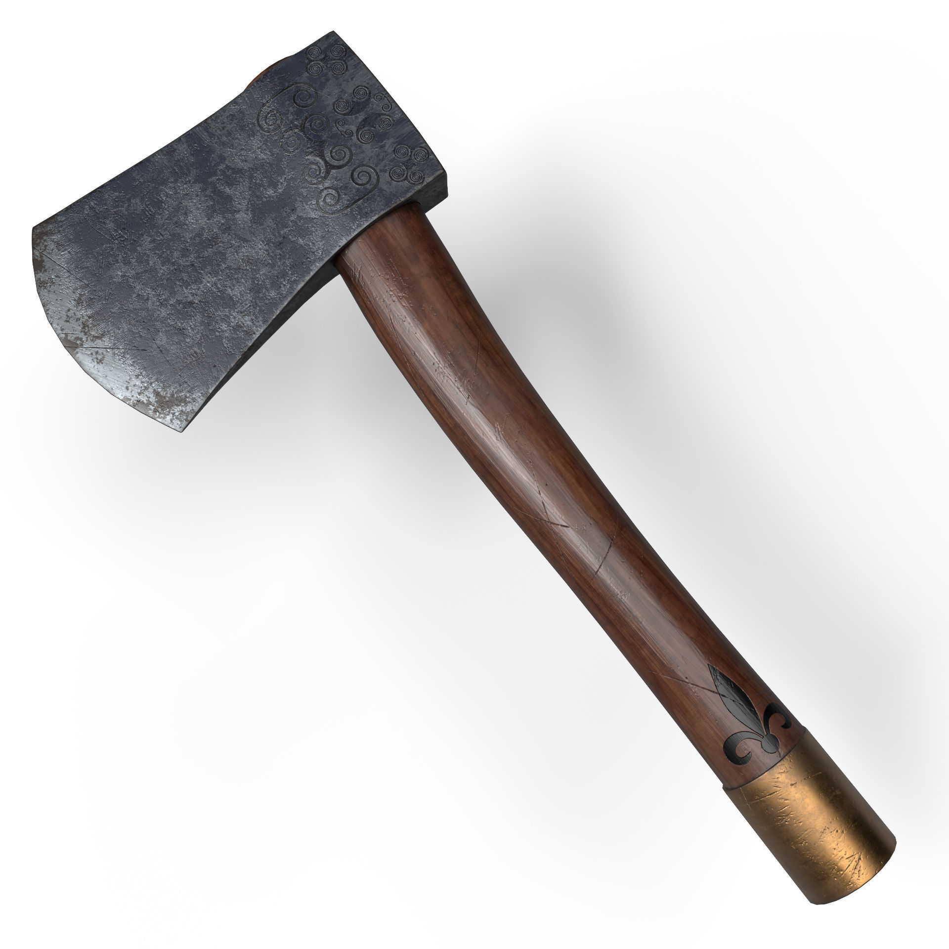 Axe Game Ready Model With Pouch and Hidden Knife  Low-poly 3D model_2