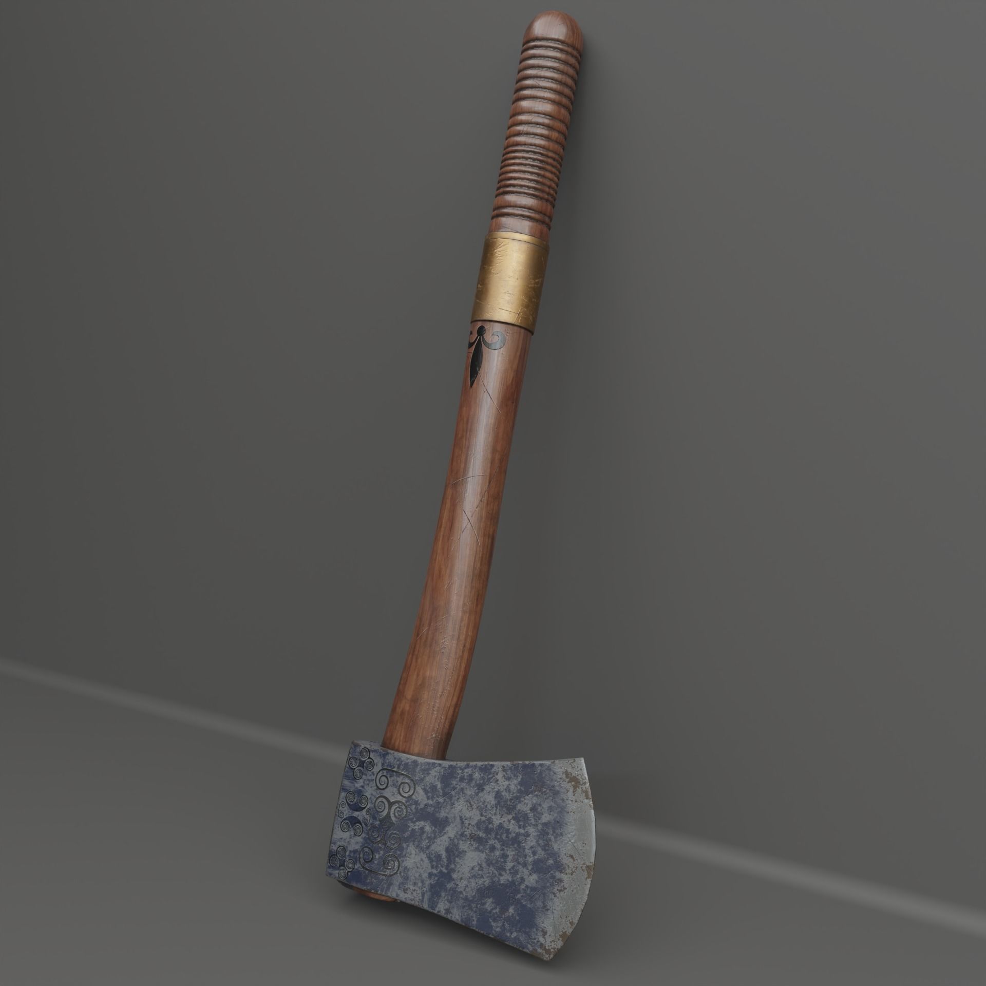 Axe Game Ready Model With Pouch and Hidden Knife  Low-poly 3D model_5