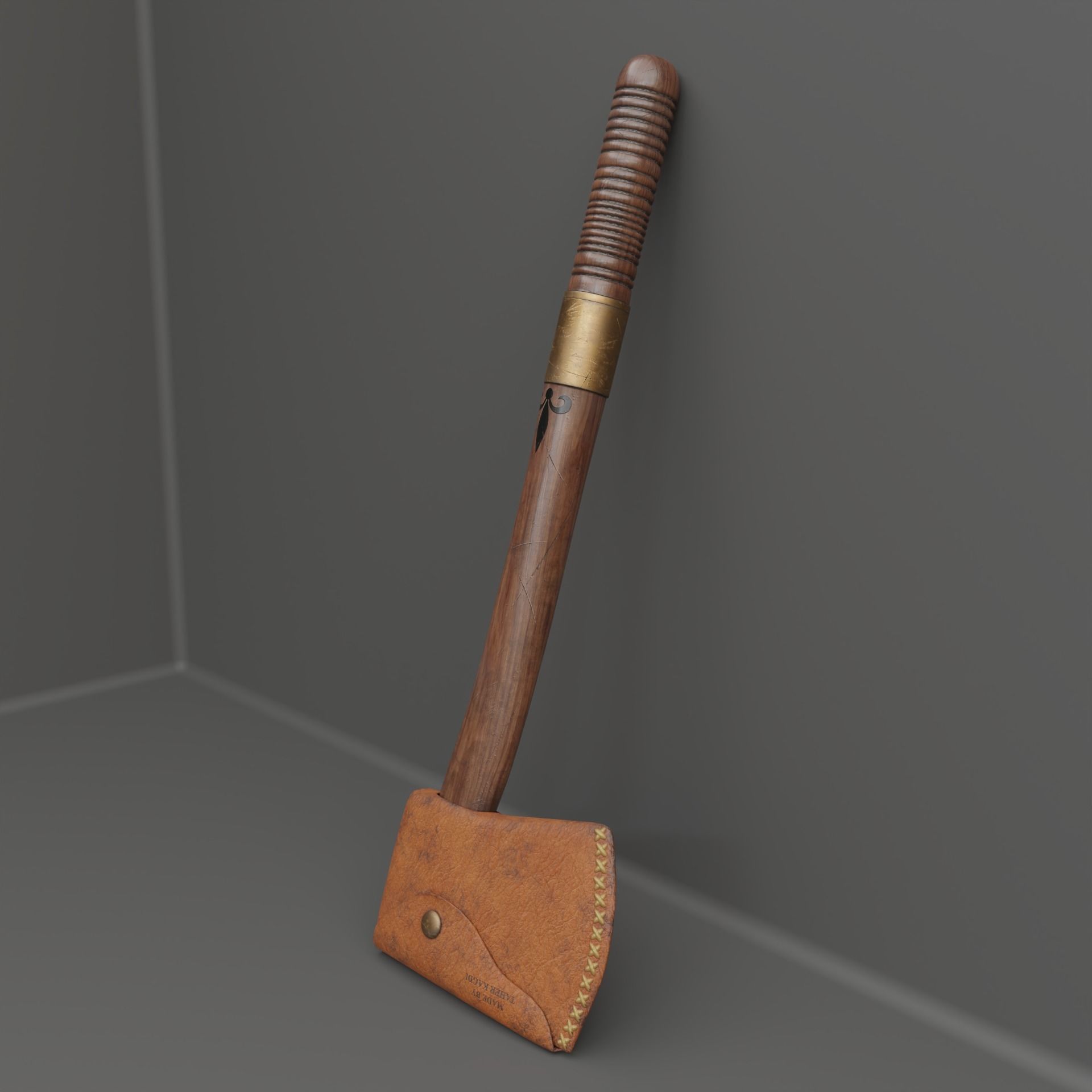 Axe Game Ready Model With Pouch and Hidden Knife  Low-poly 3D model_4