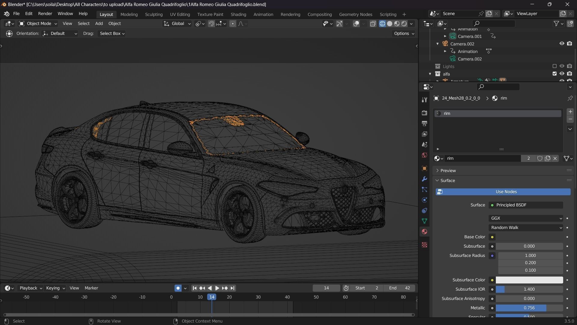 Alfa Romeo Giulia Quadrifoglio- Photorealistic Low-poly 3D model_53