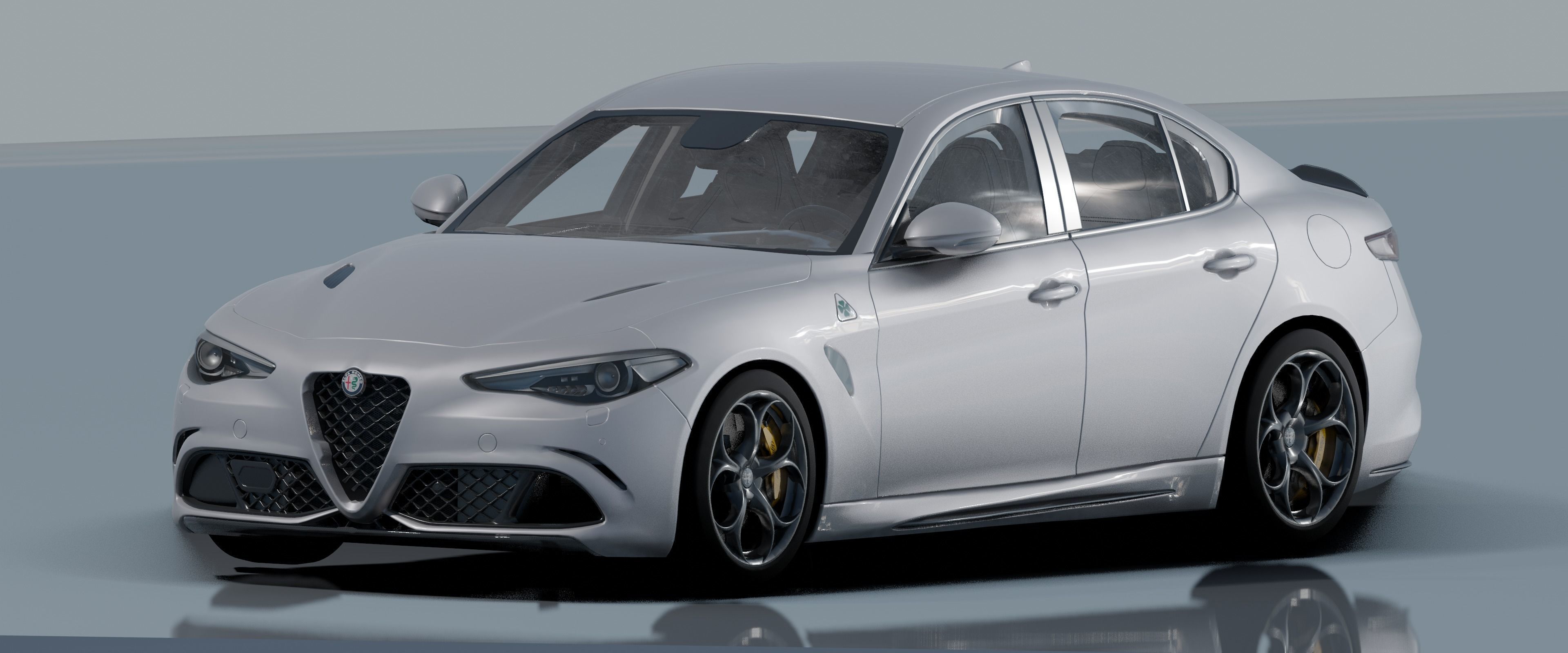 Alfa Romeo Giulia Quadrifoglio- Photorealistic Low-poly 3D model_9