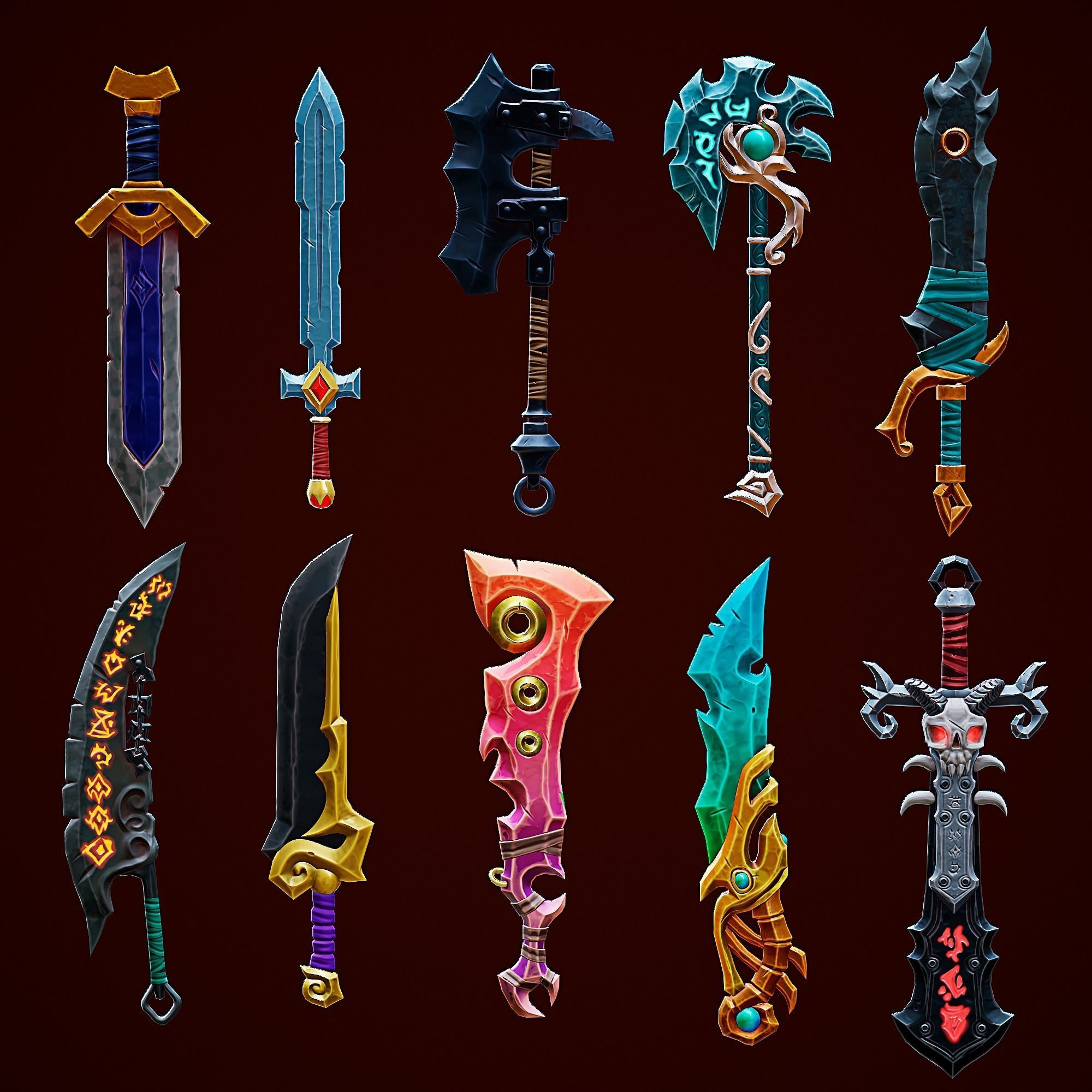 Mega Pack Stylize Weapons Low-poly 3D model_1