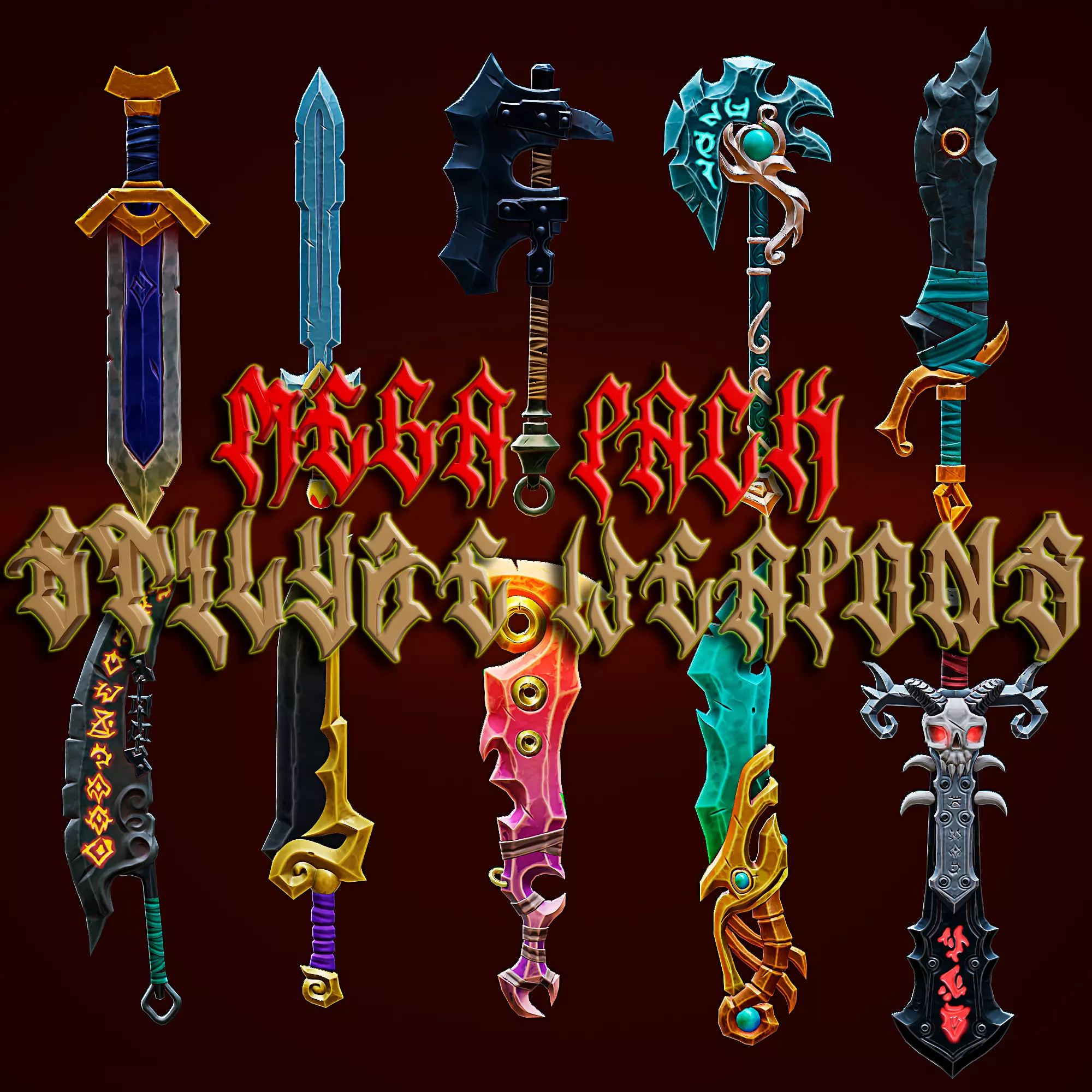 Mega Pack Stylize Weapons Low-poly 3D model_0