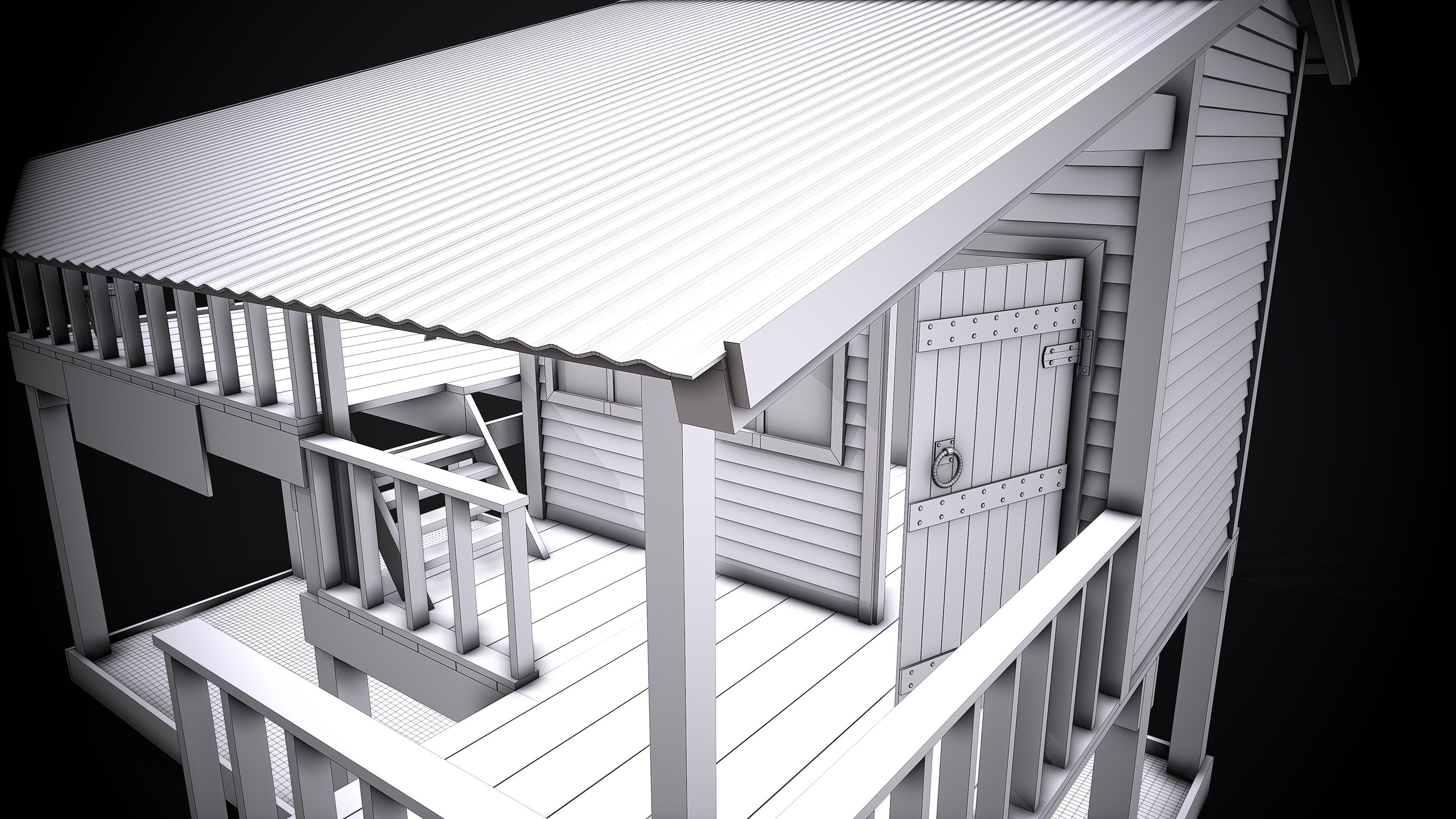 Hause - summer camp Low-poly 3D model_9