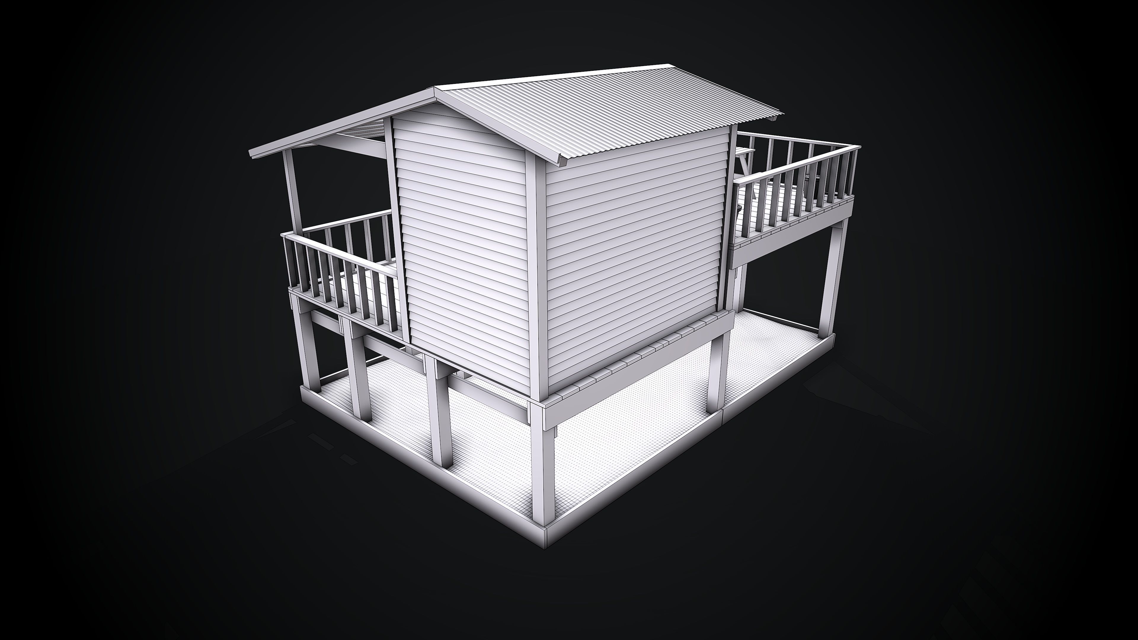 Hause - summer camp Low-poly 3D model_8