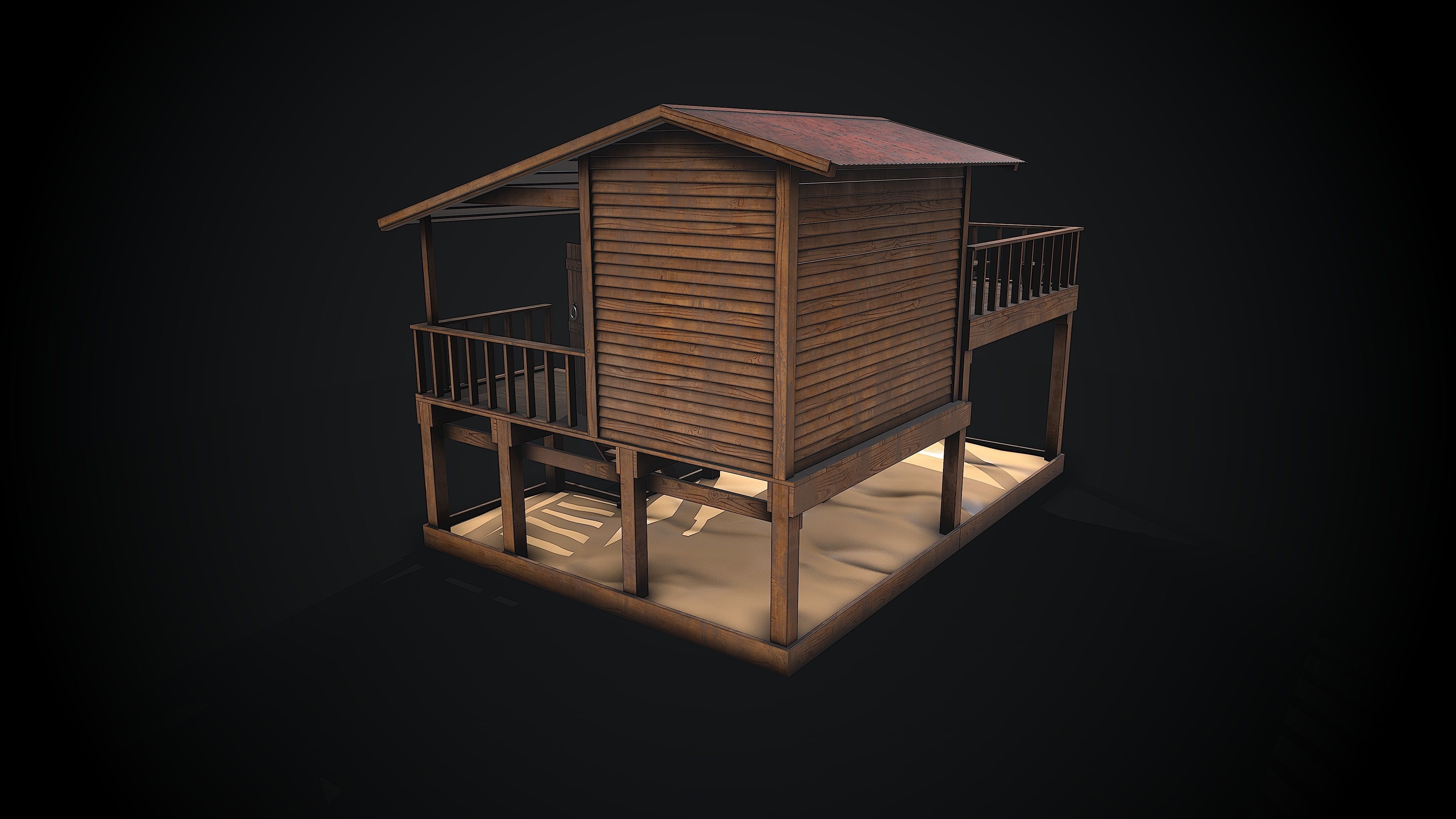 Hause - summer camp Low-poly 3D model_2