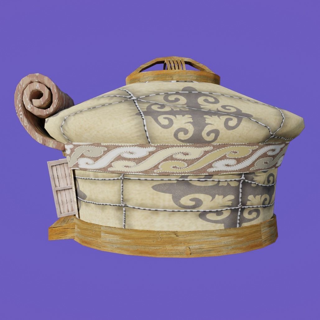 Cartoon Yurt 2 - Low Poly Game Ready Low-poly 3D model_3