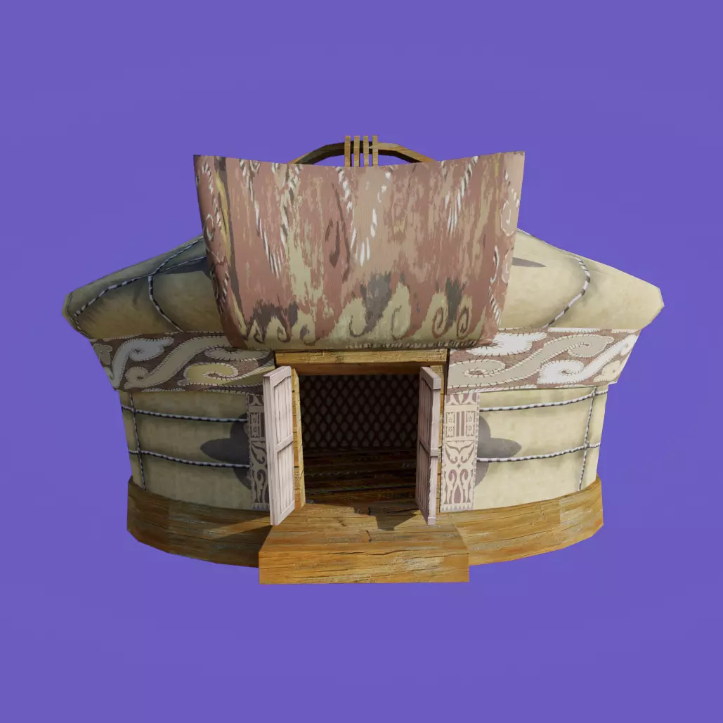 Cartoon Yurt 2 - Low Poly Game Ready Low-poly 3D model_0