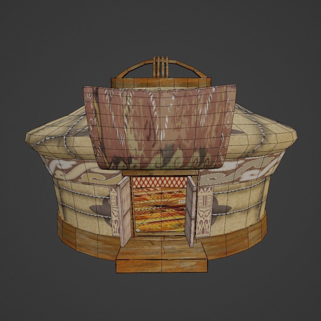 Cartoon Yurt 2 - Low Poly Game Ready Low-poly 3D model_8