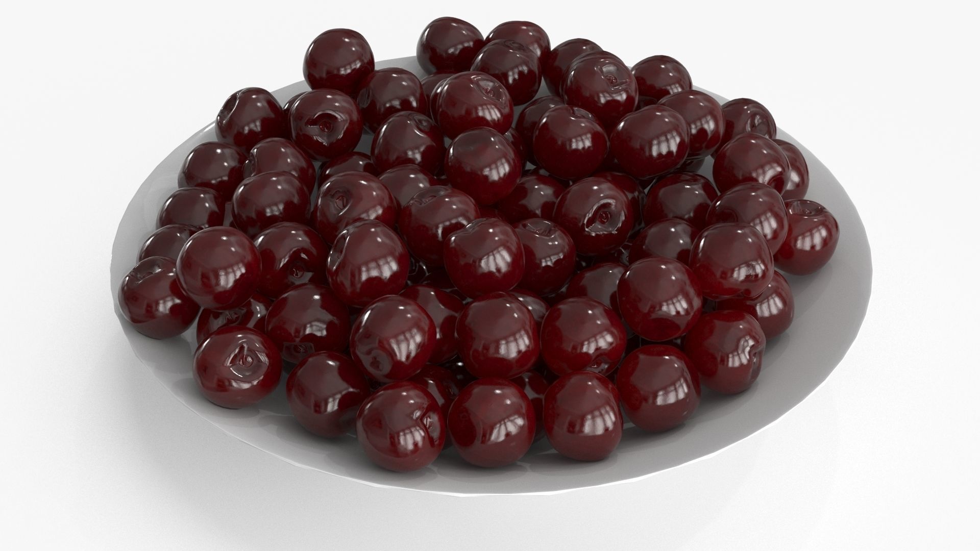 Cherry in Plate Low-poly 3D model_8
