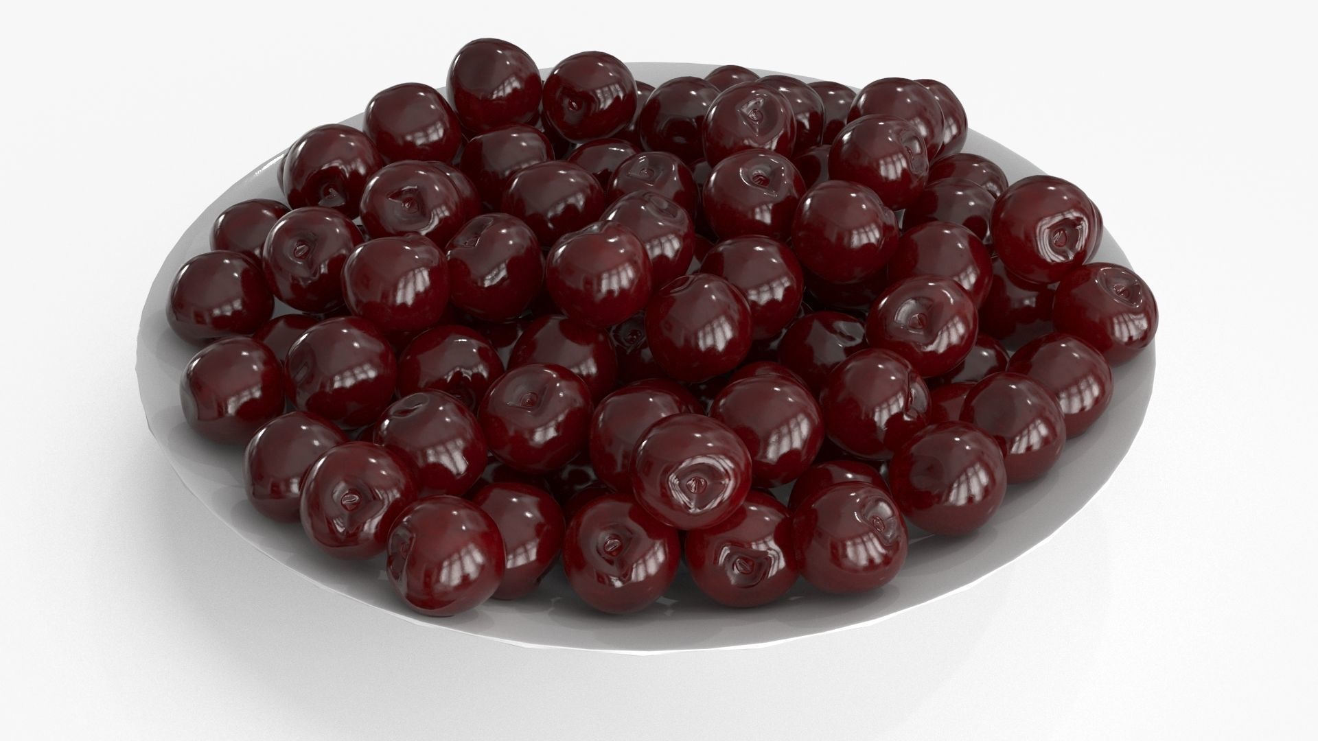 Cherry in Plate Low-poly 3D model_2
