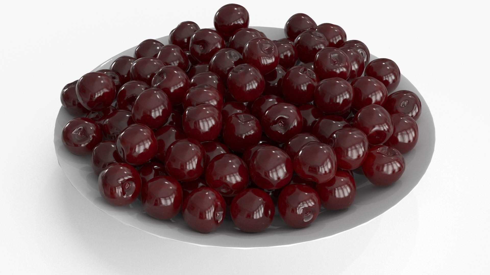 Cherry in Plate Low-poly 3D model_7