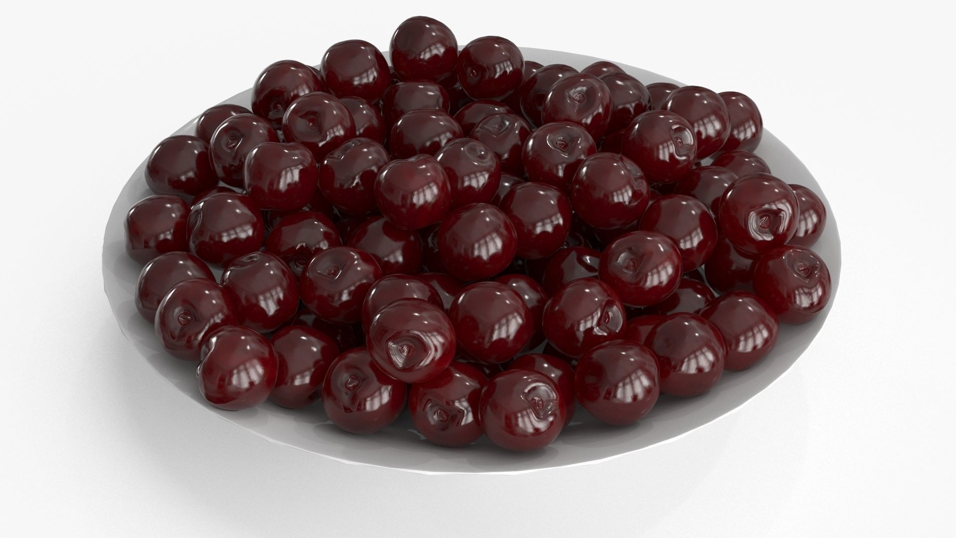Cherry in Plate Low-poly 3D model_12