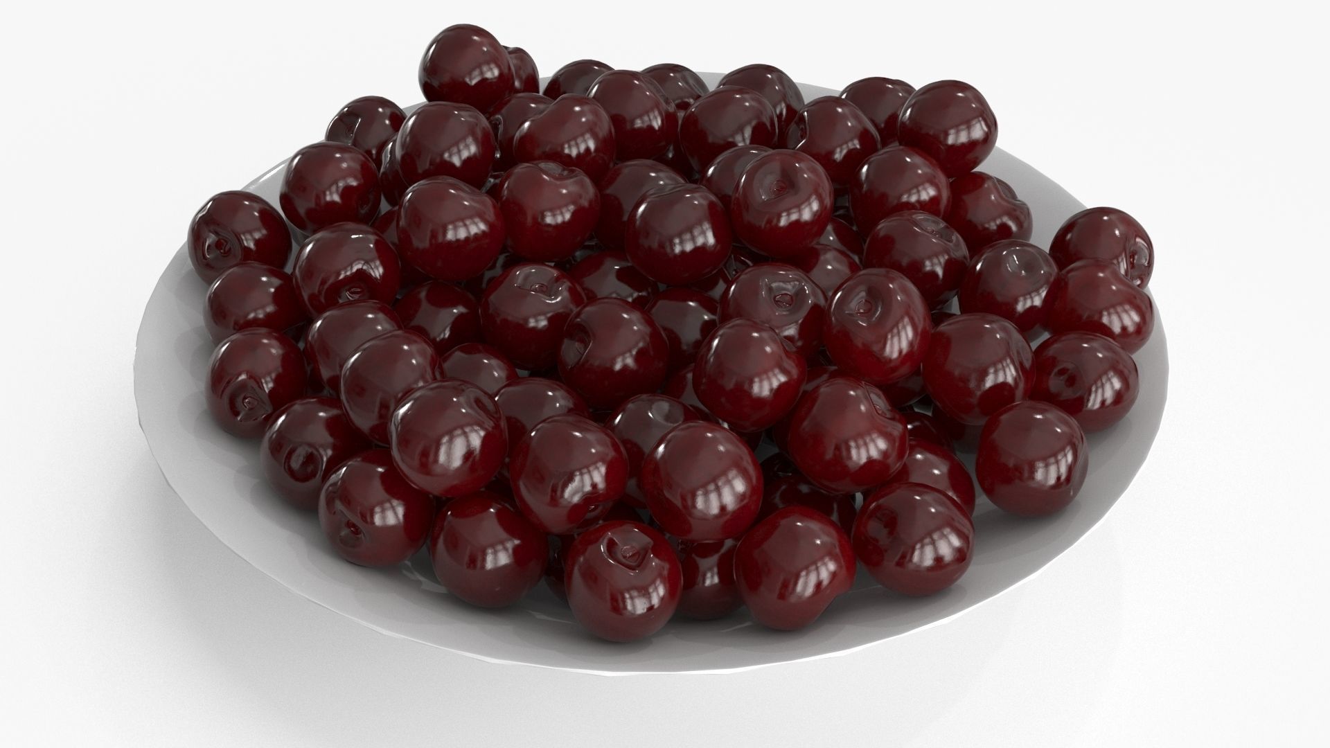 Cherry in Plate Low-poly 3D model_6