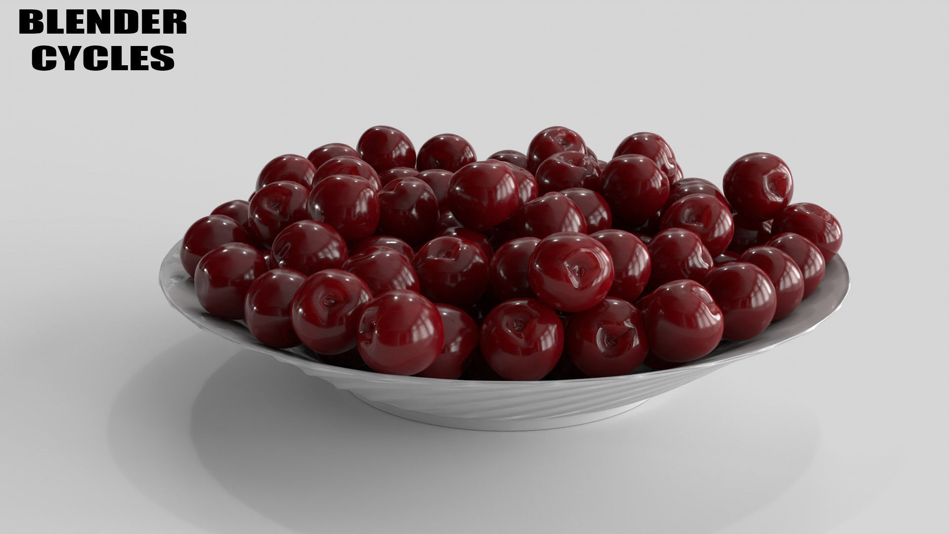 Cherry in Plate Low-poly 3D model_15