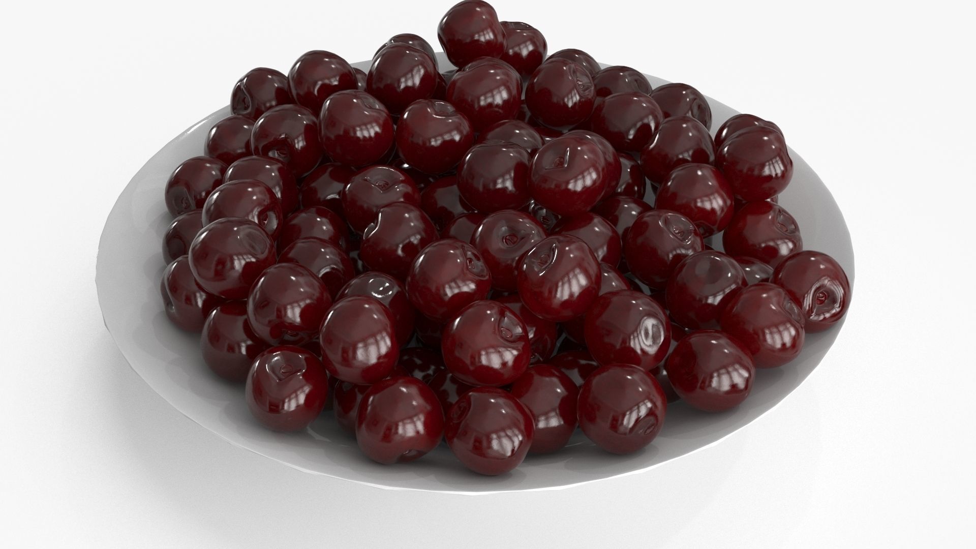 Cherry in Plate Low-poly 3D model_5