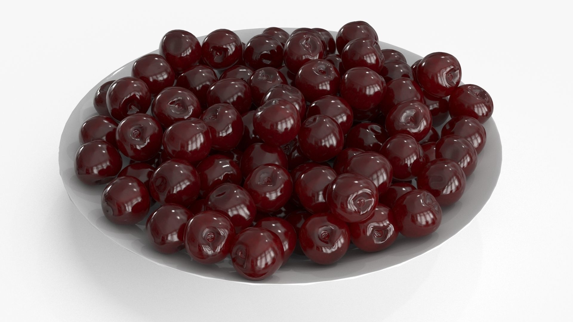 Cherry in Plate Low-poly 3D model_3