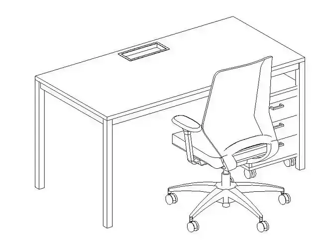 STAFF DESK CHAIR WITH  SMALL CABINET - REVIT
