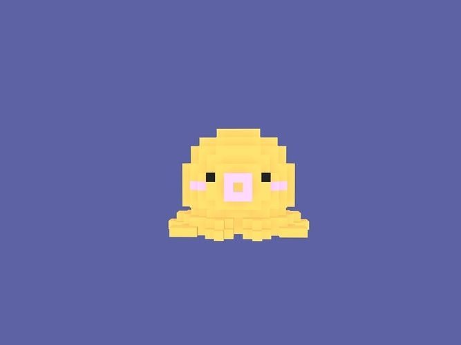 Octopus Voxel Low-poly 3D model