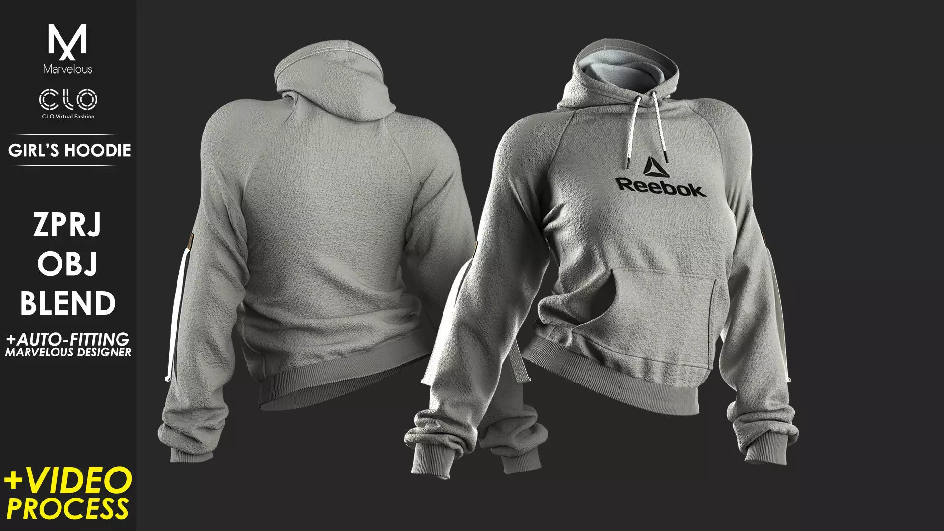 Video Process of Girls Hoodie - Marvelous - CLO Project file 3D model